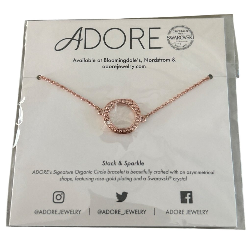 Adore Rose Gold-Plated Swarovski Crystal Organic Circle Bracelet Adjustable